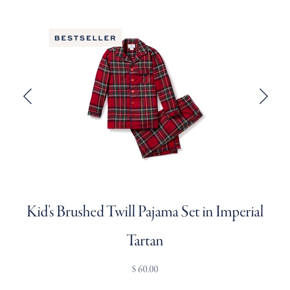 Petite Plume Tartan Kids Pajama Set Size 10